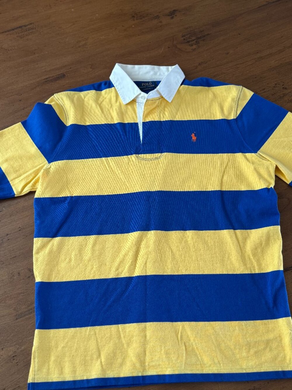 Polo Ralph Lauren Yellow & Blue Striped Short‑Sleeve Rugby (Men’s XL)